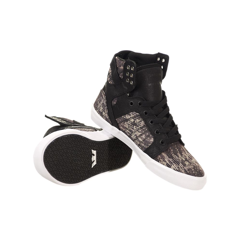 Baskets Montantes Supra SkyTop Noir Grise Snake/Black-White Femme | PYD-83139463